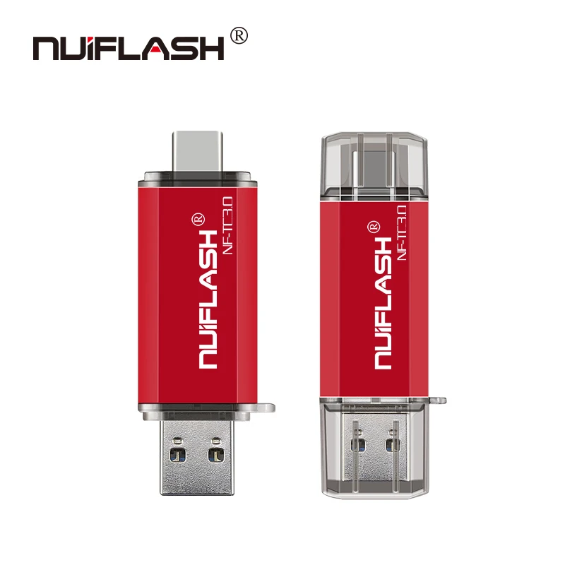 

Nuiflash Type-C USB 3.0 Flash Drive 64GB 32GB 16GB Pen Drive Smart Phone Memory Mini USB Stick Type - C 3.1 Dual Double Plug