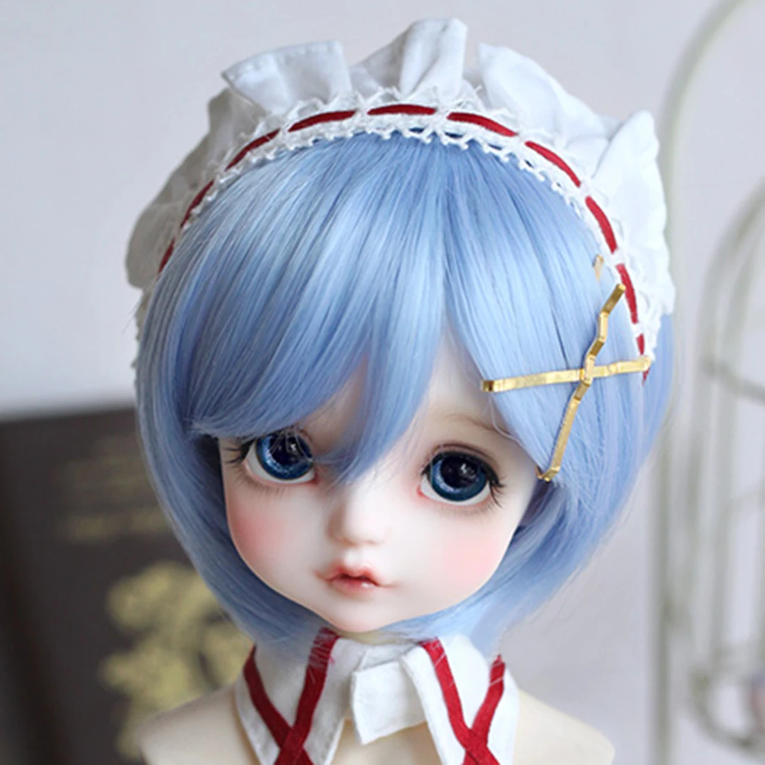 Аксессуары для кукол Modikerbjd Rem и Ram парик косплея 1/4 BJD (синий/розовый) без куклы |