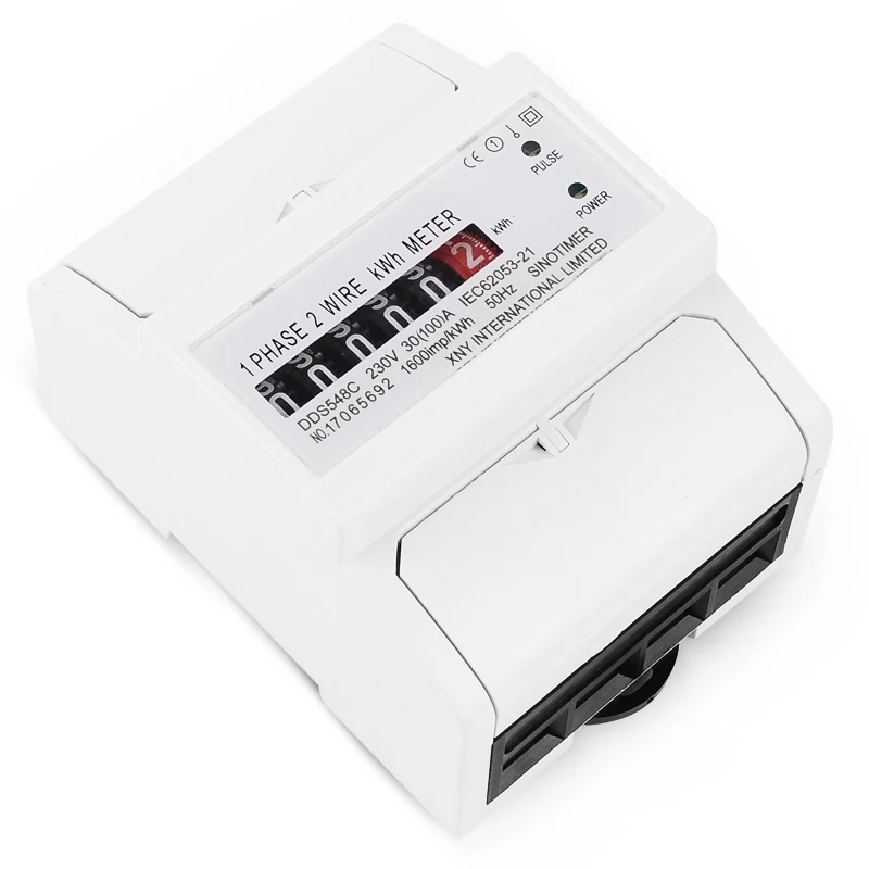 DDS548C 4P DIN Rail Single Phase Energy Meter 220V Electricity Pulse Counter Electric kwh 30(100)A 50Hz Power | Инструменты