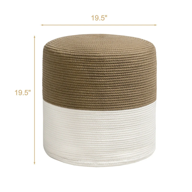 

COSTWAY Pouf Ottoman Round for Sitting Braided Pouf with Jute Cover HW63700