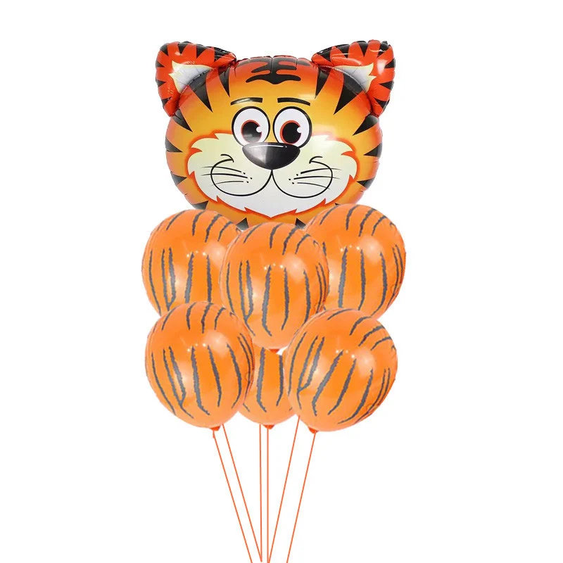 Воздушные шары в виде головы льва 7/12 шт./компл. корова тигр Зебра голова украшения