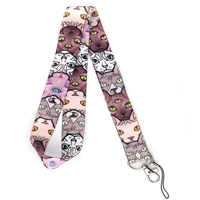 cute cartoon cat neck strap keychain lanyard for keys usb id card badge holder mobile phone rope necklace keycord webbing ribbon