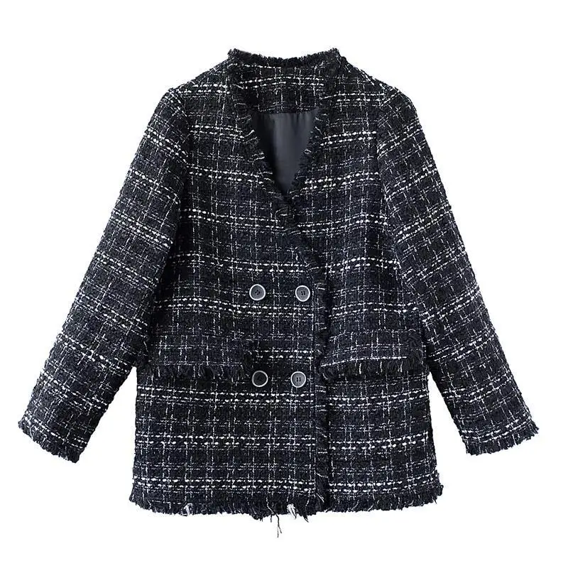 

Tweed Small Fragrant Wind Woolen Coat Female Autumn and Winter Small Short Short 2021 New Popular Plaid Coat