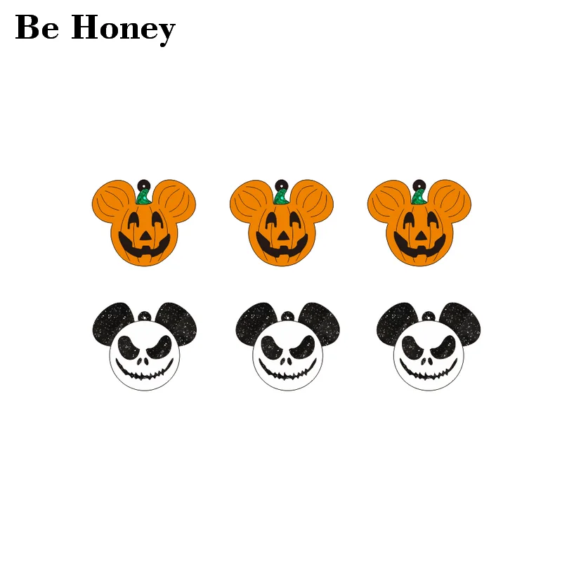 

(10pcs/lot) 4CM Mouse Head Pumpkin Halloween For Earrings Holiday Acrylic laser cutting factoty Jewelry Custom Accessories
