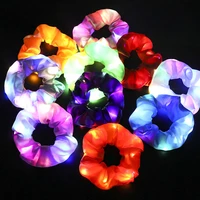new led luminous scrunchies hairband ponytail holder headwear elastic hair bands solid color girls hair accessories