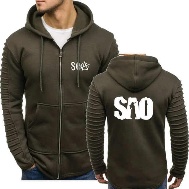 

For SAO Sword Art Online Men Hoodies Sweatshirts Fashion Cotton Printed Fleece Sweatshirt HipHop Harajuku Men Zipper Long Sleev