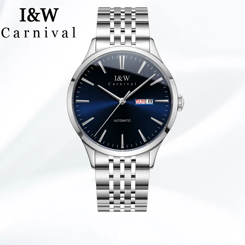 

Карнавальные механические наручные часы из нержавеющей стали для мужчин, автоматические часы с тонким сапфировым кристаллом, мужские часы ...