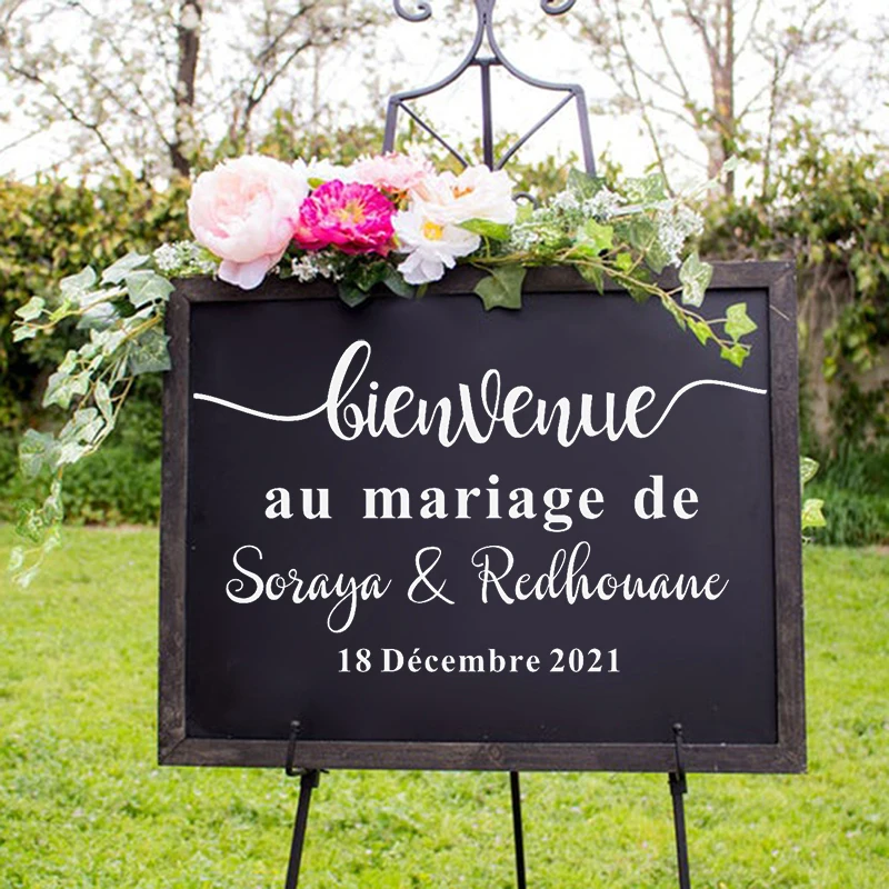 Wedding decoration Welcome Sign sticker Personalized Couples Names and Dates Mirror Decal Bridal Shower Custom Vinyl G626 | Дом и сад