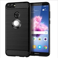 For Huawei Smart 2018 Case Luxury Brushed Carbon Fiber Phone Case Huawei smart FIG-LX1 Magnetic Ring Holder Cover Case