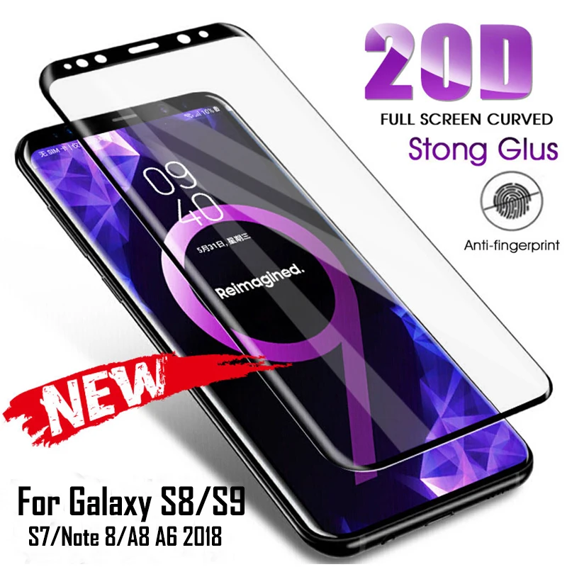 

20D полное покрытие закаленное стекло для Samsung Galaxy S8 S9 Plus Защита экрана для Galaxy A8 A6 S7 Edge защитная пленка стекло