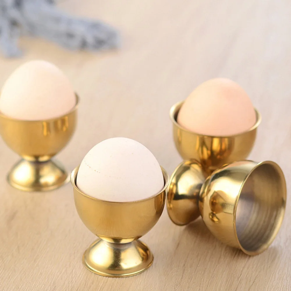 

4 Pcs Wear-resistant Egg Racks Household Practical Egg Containers (Golden)