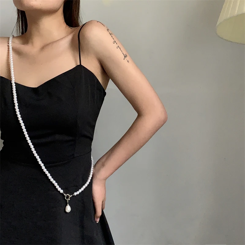 Длинное жемчужное ожерелье Женская цепочка для тела аксессуары костюма