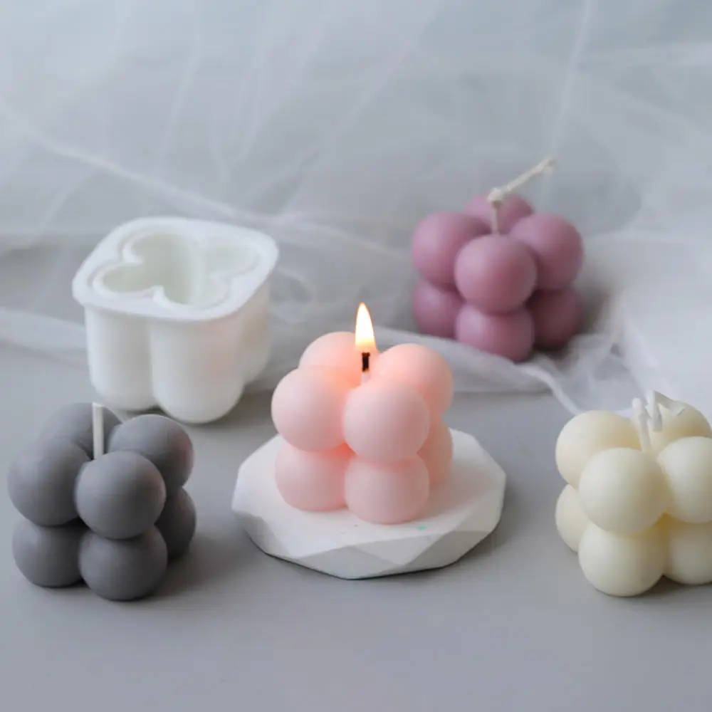 

Hot Sale Square Cube Candle Mould Soy Wax Essential Oil Aromatherapy Candle DIY Cloud Shape Candle Material Wax 3D Silicone Mold