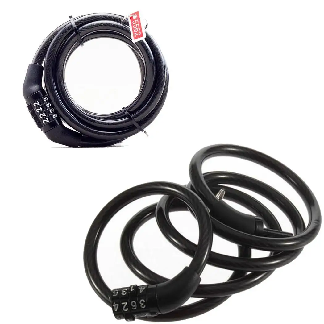 Bike Chains Blocks and anti-theft Cord Cable Lock Tough Security Coded Steel Wiring Bicycle 4 Digit Code Combination | Спорт и