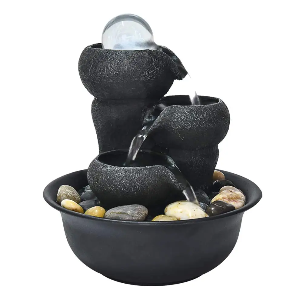 Настольный фонтан воды с светодиодный шар для офиса маленький Портативный Feng Shui