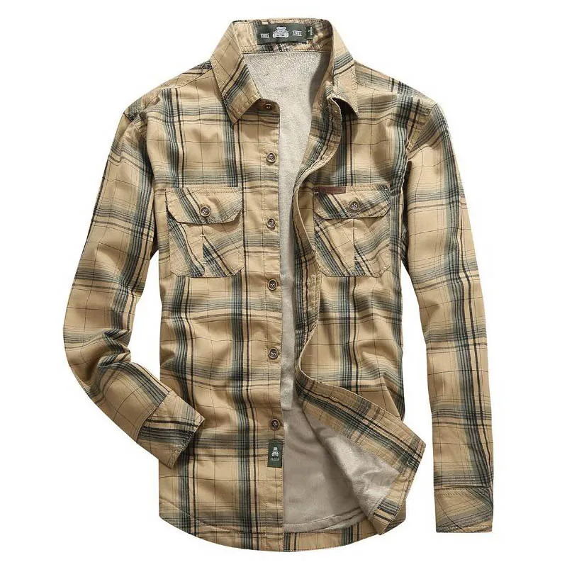 

Brand New Mens Shirts 2018 Winter Fleece Warm Long Sleeve Casual Shirt Men Plus Size 5XL Camisa masculina Chemise homme