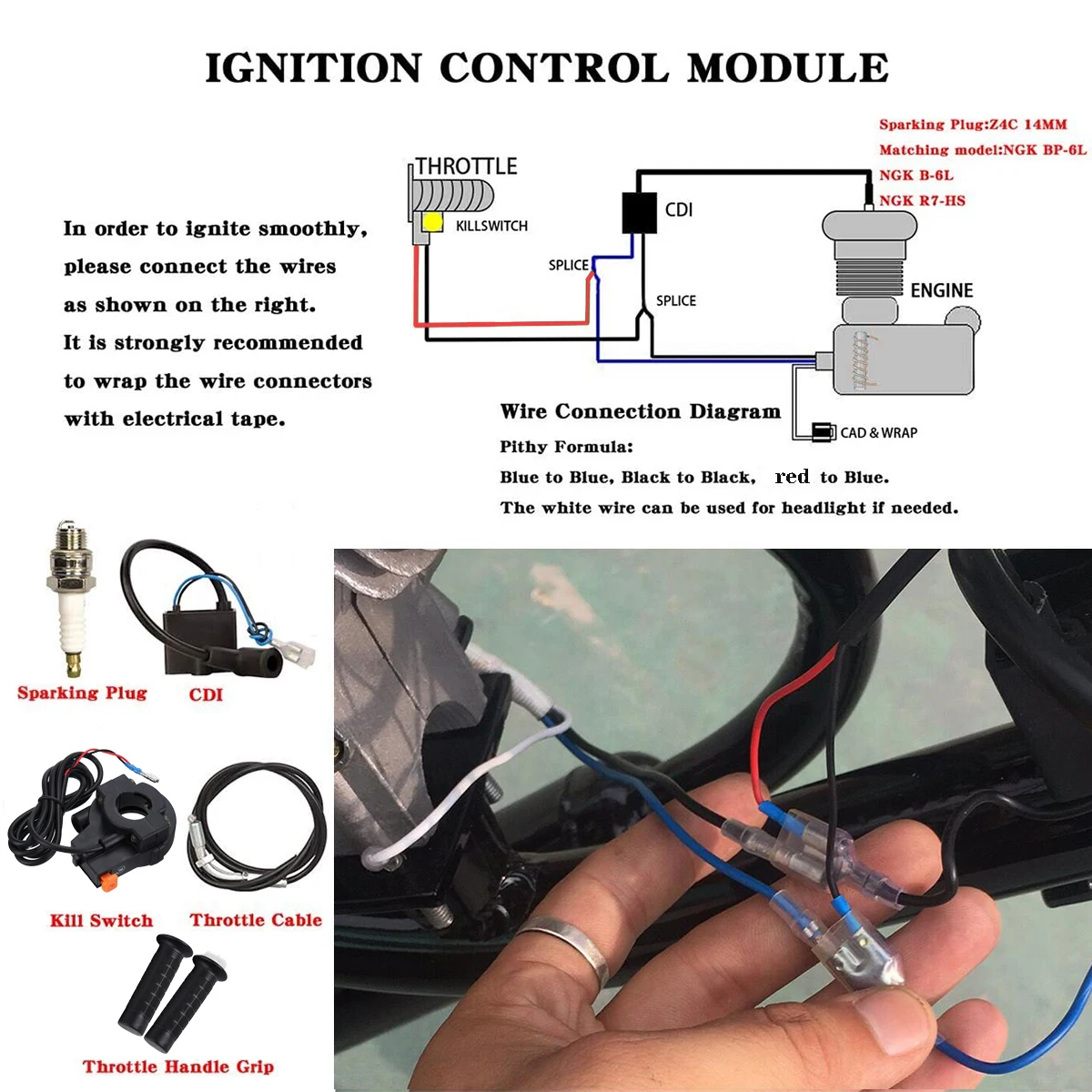 Комплект бензинового двигателя Samger для велосипеда 80 куб. См 2 такта полный