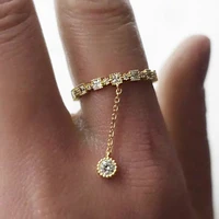 huitan index finger women ring with link party characteristic rings micro pave cz daily fashion female youth jewelry accessory