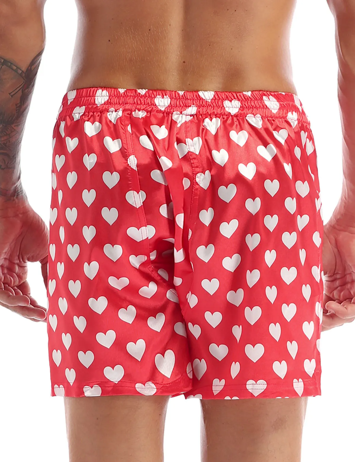 Мужские Классические мягкие боксеры с принтом сердечек свободные шорты для