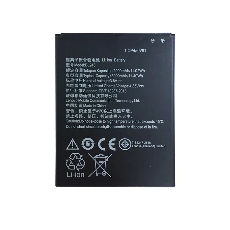 Новинка 2019 BL 243 BL243 батарея для lenovo Lemon K3 Note K50-T5 A7000 A5500 A5600 A7600 2900mAh Мобильный телефон