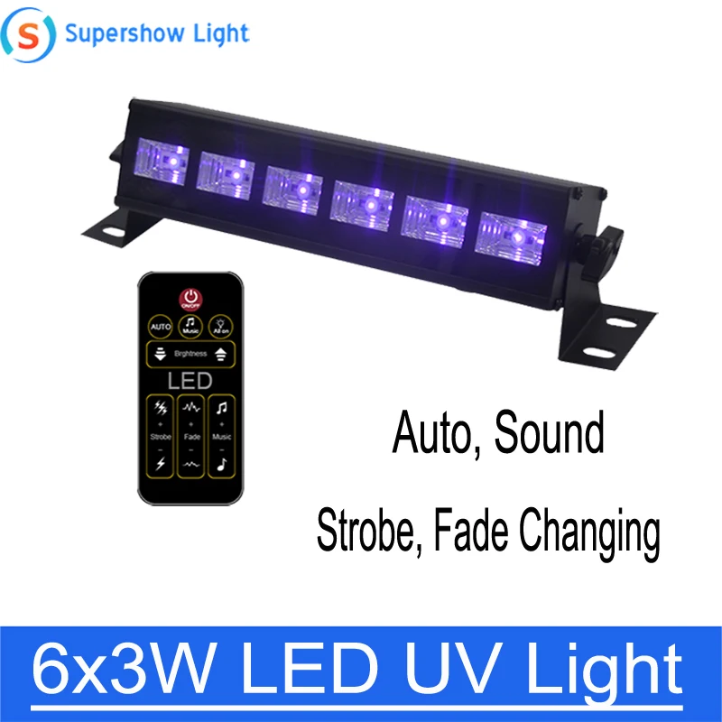Супершоу 6x3W неоновый вечерние УФ светодиодный черный светильник сценического