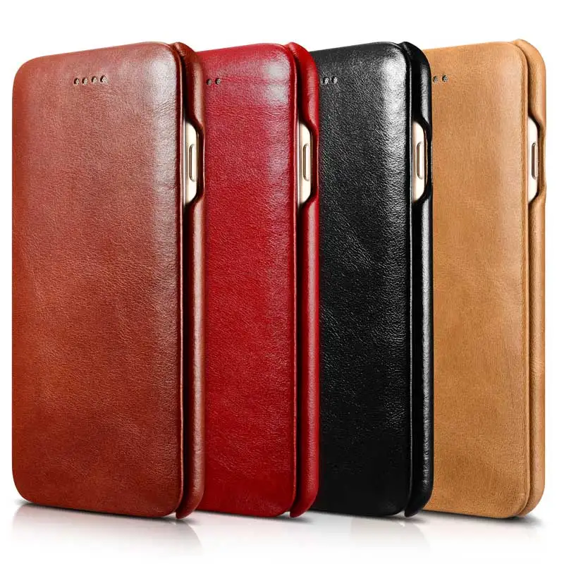 

For iPhone 7 8 Flip Case iPhone XS XR Cowhide Genuine Leather Phone Case Apple iPhone 7Plus 8Plus 11Pro 12 Business Smart Cover