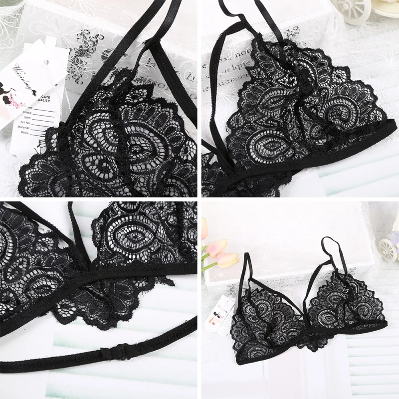 Сексуальный Кружевной топ на бретельках женский черный белый без косточек
