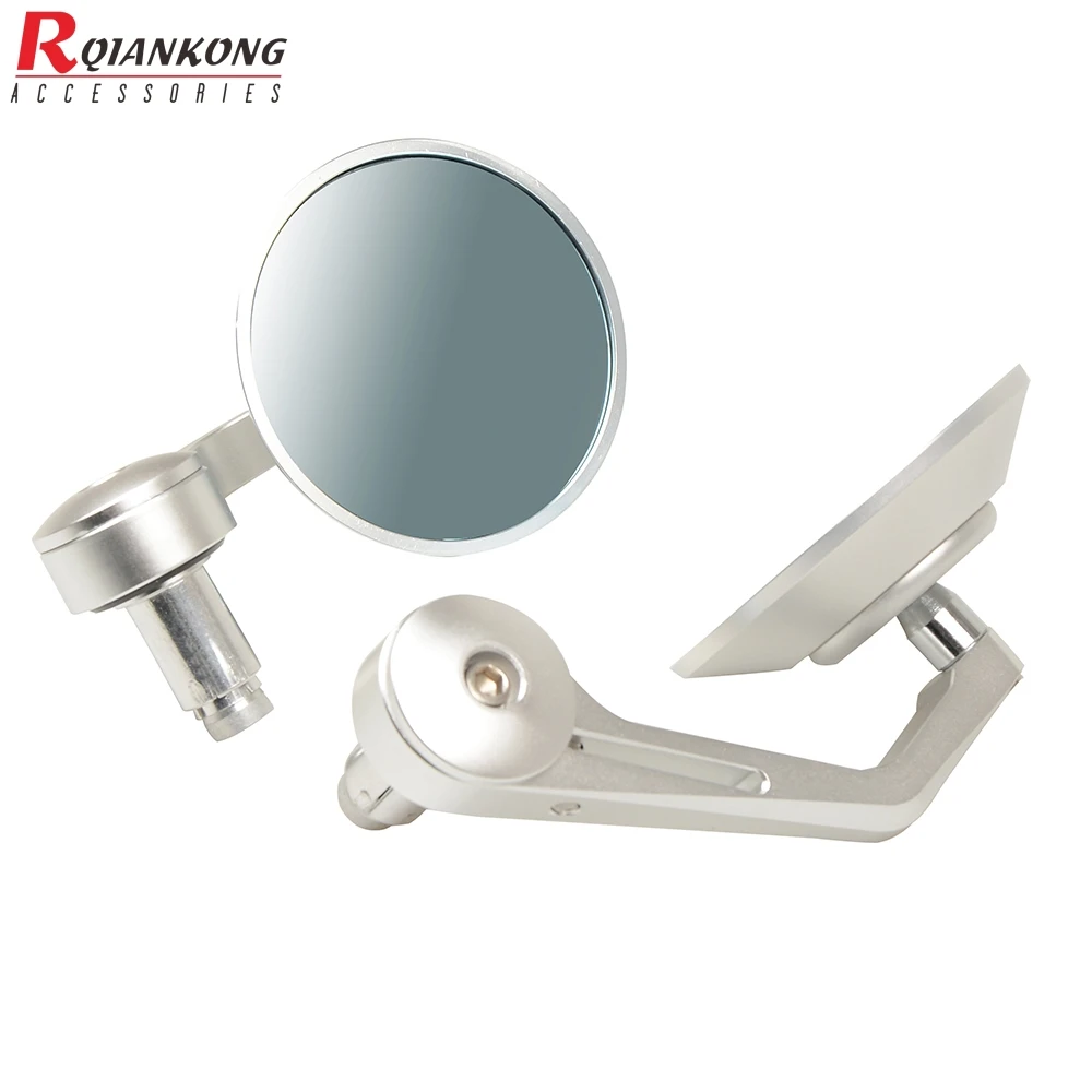 CNC Universal Round Motorcycle Mirrors Rear View Handle Bar End Rearviews Side Mirror New Blue Glass For Honda Yamaha BMW | Автомобили и