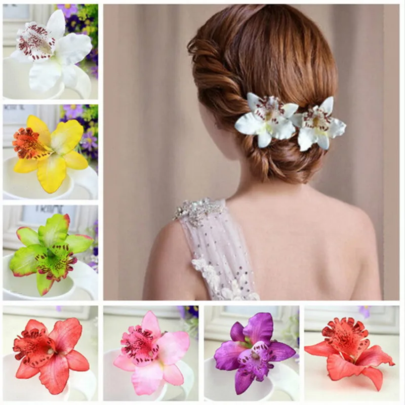 

1PC Girls 2019 New Gifts beach Women Chic Fashion Flowers Hair Clips Hot Sale Handmade Butterfly Orchid Hair Clip Accessories