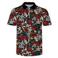 floral skull rose polo 3d digital printing shirts camisa blouses shirts summer clothes for men tshirts big size punk custom