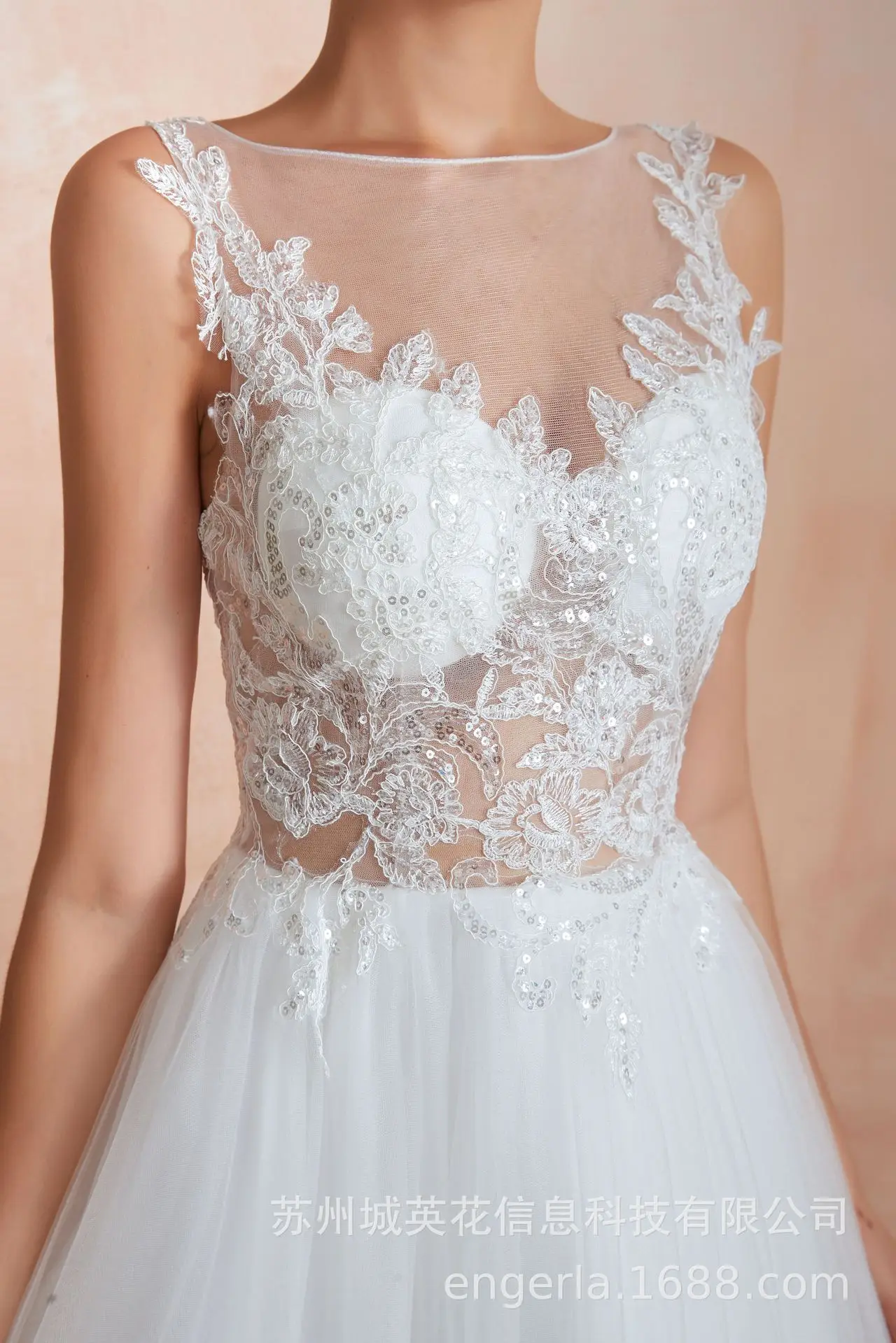

Applique Princess Wedding Dresses Scoop Neck A Line Tulle Bridal Gowns Floor Length Wedding Bride Dress Vestido De Noiva