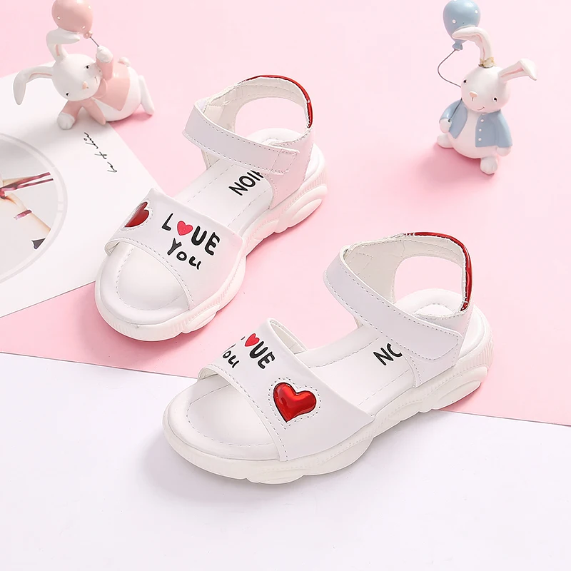 Летние детские сандалии STQ015 модная обувь на плоской подошве для девочек милые