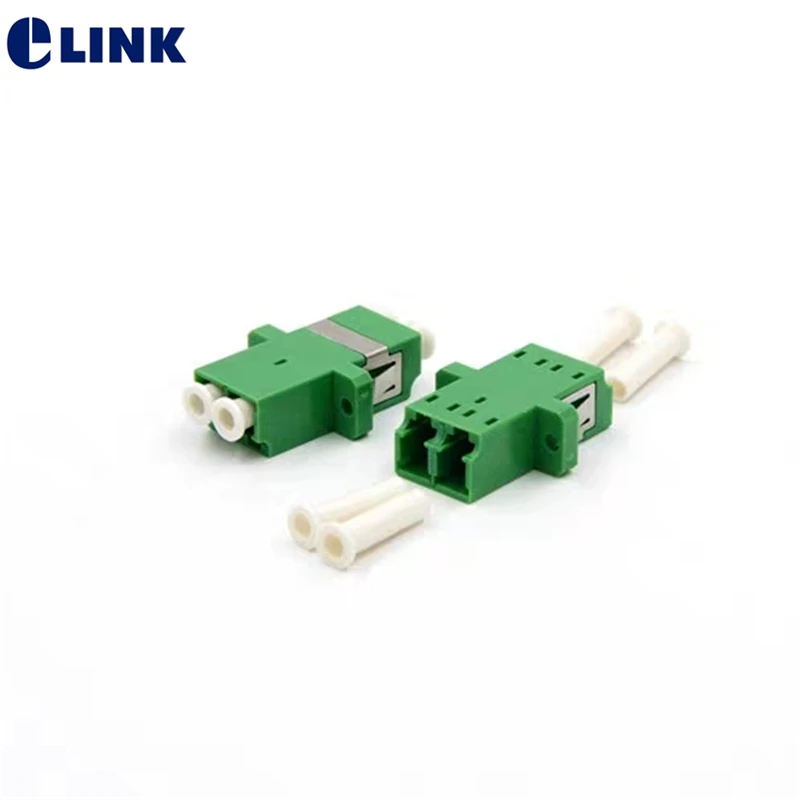 

50pcs LC/APC duplex SM fiber optic adapter Green LC APC ftth coupler DX optical fibre dual connector free shipping IL<0.2dB