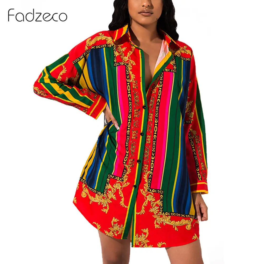 Fadzeco африканские платья для женщин Дашики рубашка платье с длинным рукавом Цветочные футболки блузки Базен Анкара Платье африканская одежда - Цвет: Green