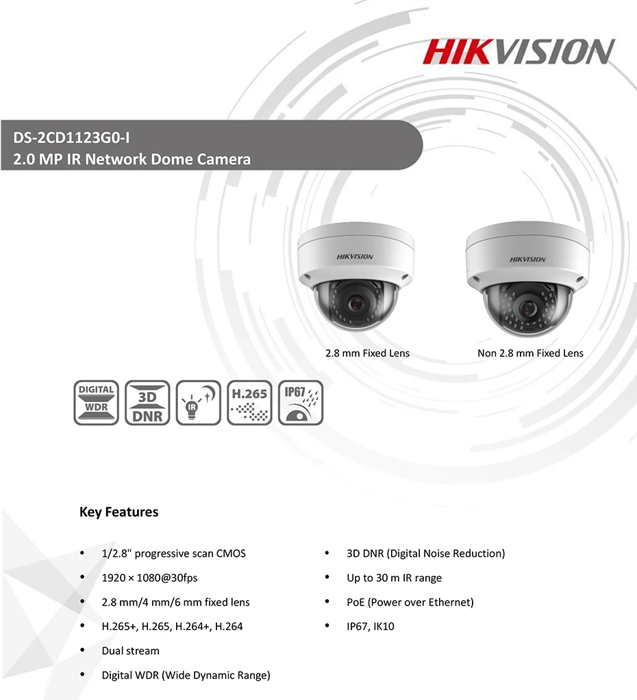 Hikvision IP камера DS-2CD1123G0-I CCTV камера Замена DS-2CD2125F-IS 2MP мини купольная уличная камера POE IP67