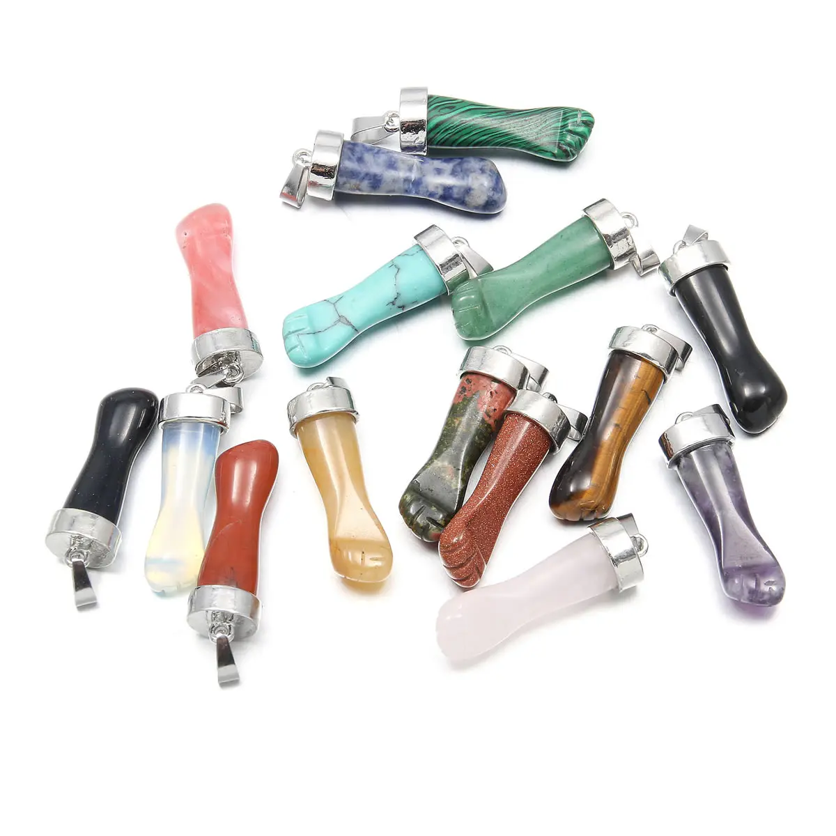 Подвески из натуральных полудрагоценных камней Агаты бирюзовый кулон для