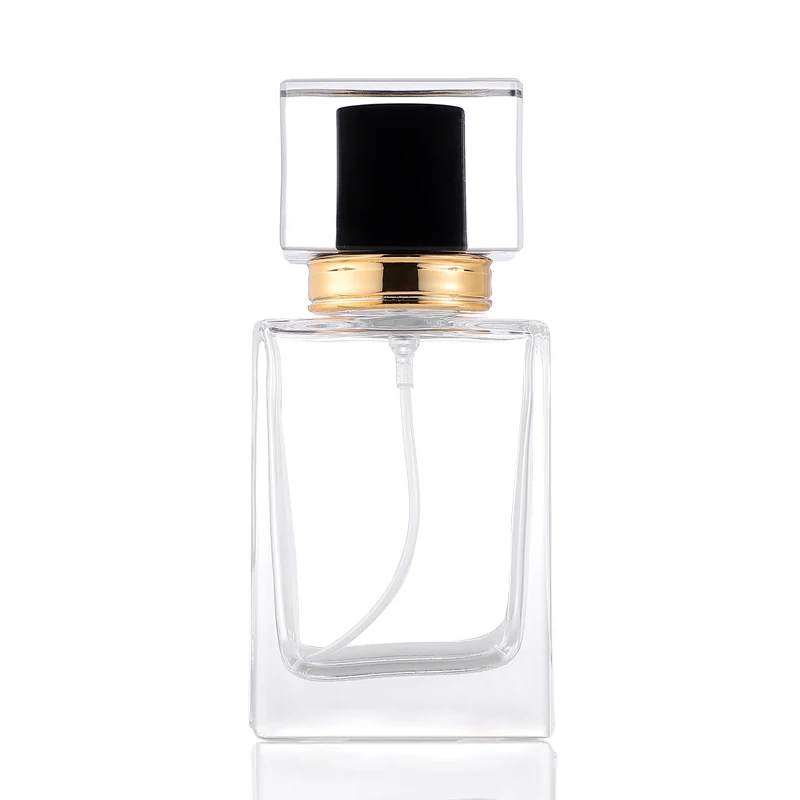 

30ml Portable Colorful Cap Clear Glass Refillable Cosmetic Container Atomizer Spray Perfume Glass Empty Bottle