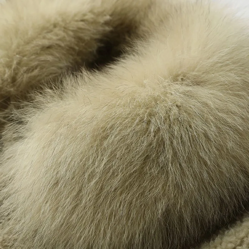 Женское зимнее пальто из смешанной шерсти с лисьим воротником верхняя одежда LF2122