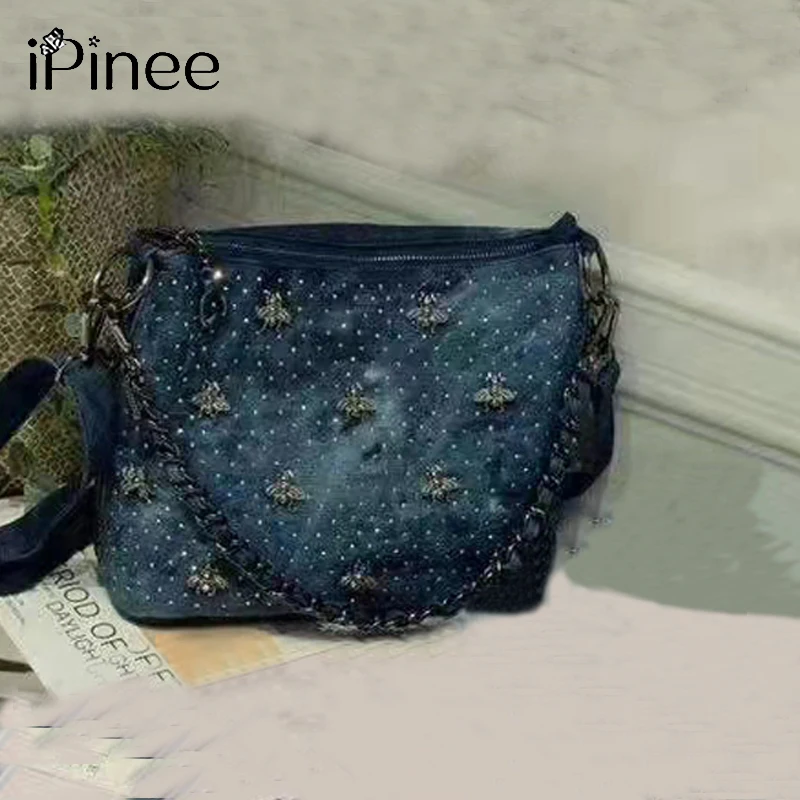 

Джинсовые сумки iPinee, повседневные женские сумки-мессенджеры, джинсовые сумки, женские кошельки, дорожная сумка-хобо через плечо с цепочкой