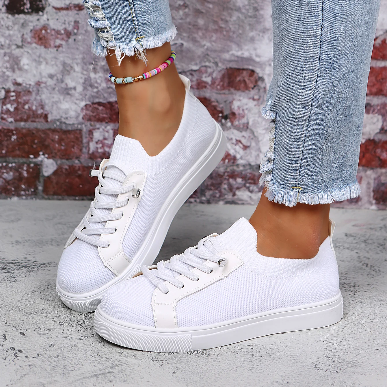 

Кроссовки женские без шнуровки, Вулканизированная подошва, сетчатые, повседневная спортивная обувь, однотонные, 2021