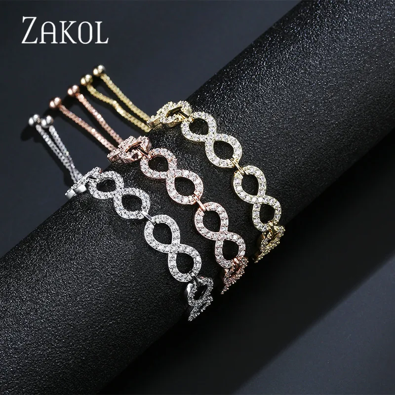 Женский браслет ZAKOL регулируемый на шнурке с кубическим цирконием 8 форм для