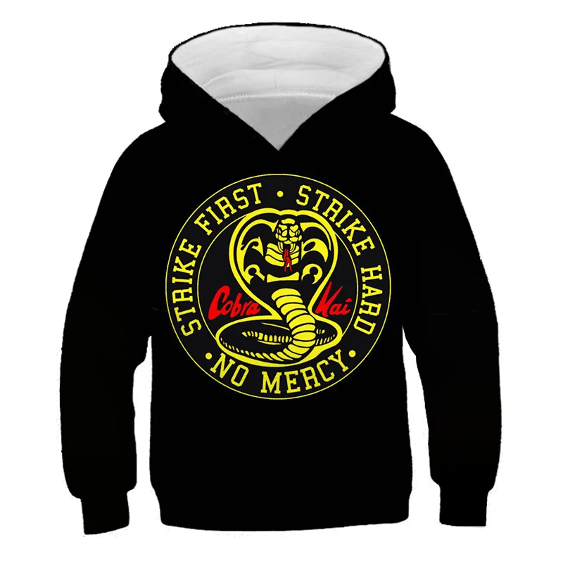 

3D Printed Hoodie Cobra Kai Kids Long Sleeve Sweatshirt Movie Kids Cloth Boys / Girl Cool Hip Hop Tops 4-14T 2021