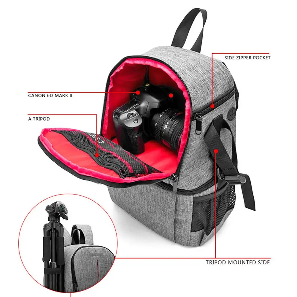 DSLR  Photo Camera Backpack Bag  Video Oxford Soft Padded Shoulders Waterprpof  SLR Bag Case for Digital Camera Lens Tripod
