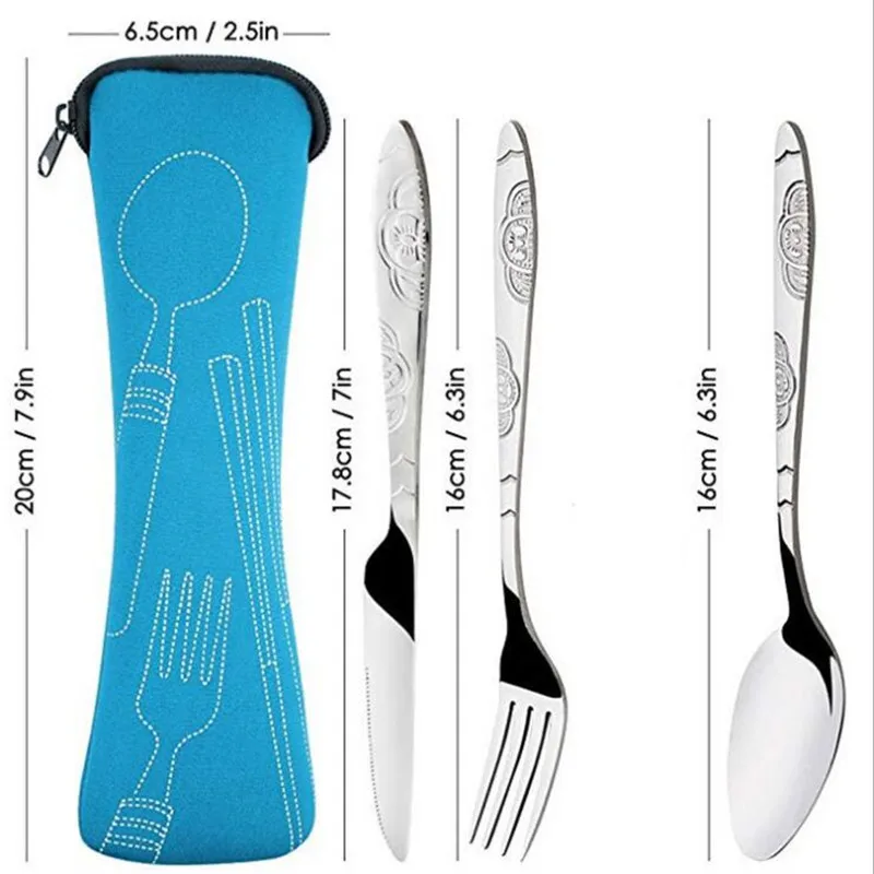 3 шт./набор дорожные столовые приборы из нержавеющей стали |