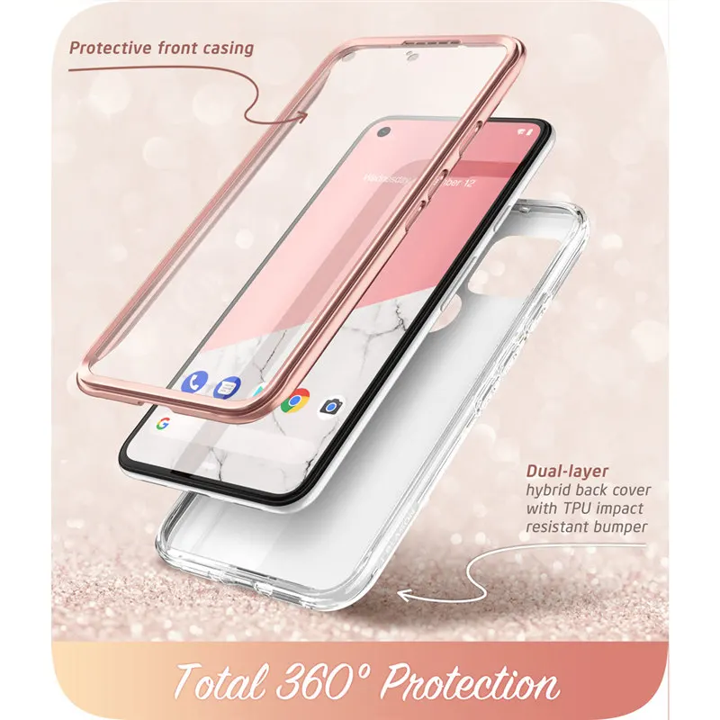 i blason for google pixel 5 case 2020 release cosmo full body glitter marble bumper case cover with built in screen protector free global shipping
