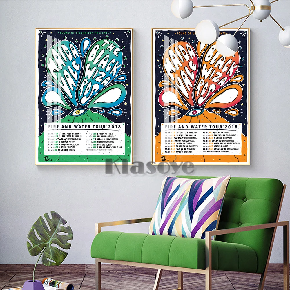 

Fire And Water Tour Poster Design Abstract Volcanic Eruption Illustration Art Print Wall Hanging Picture Bar Pub Club Home Decor