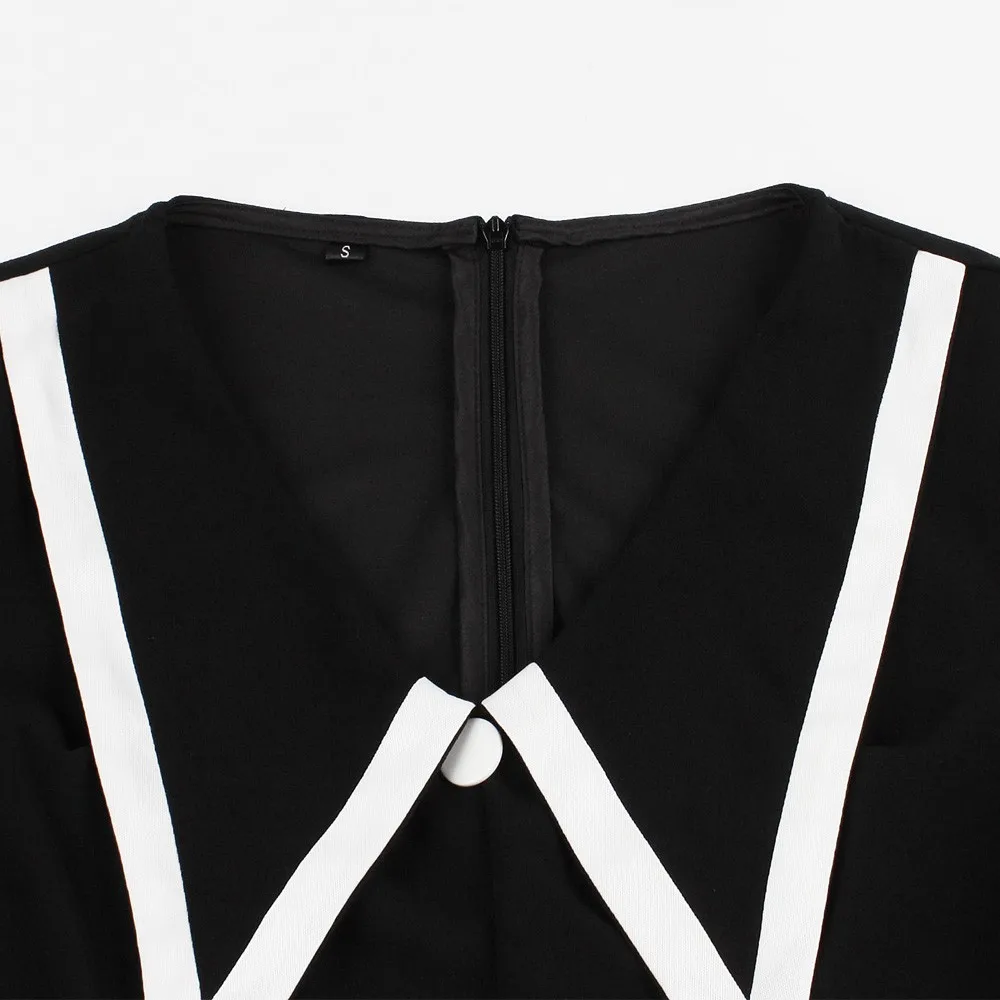 Joineles короткий рукав черный Женское ретро платье 60s Высокая талия винтажное платье рокабилли вечерние платья Одри женские свободные платья