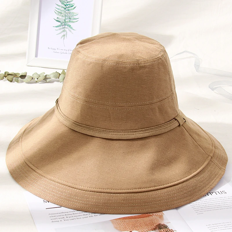 Женская шляпа в рыбацком стиле летняя уличная с большими полями черная Корейская