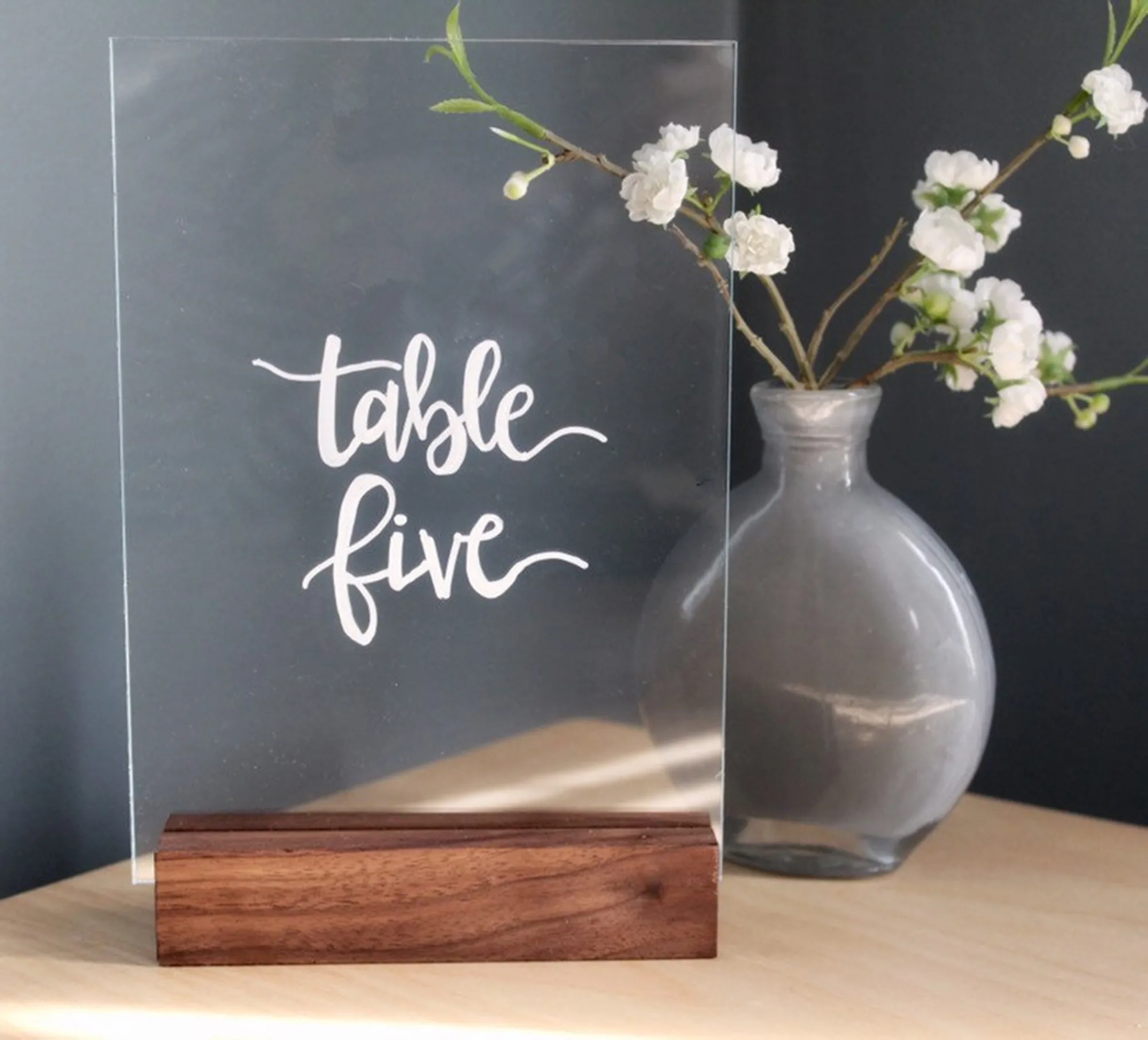 2PCS Walnut Wood Stand,Retail Signage Holder,Place Card, Business Card Holder,Rustic Acrylic Sign Holders