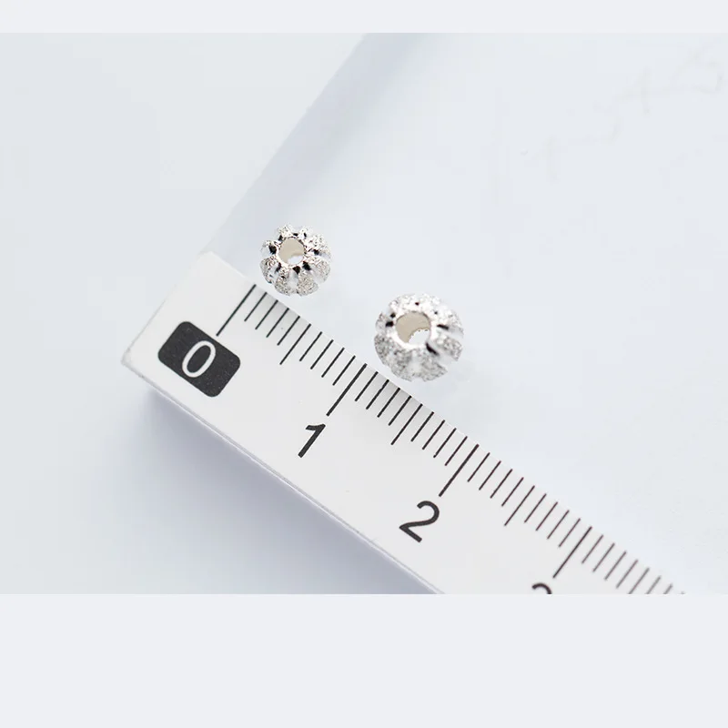 5/6MM 925 Sterling Silver Dull Polish Round Spacer Beads Pumpkin Suit for Bracelet Necklace Loose Diy Jewelry Making | Украшения и
